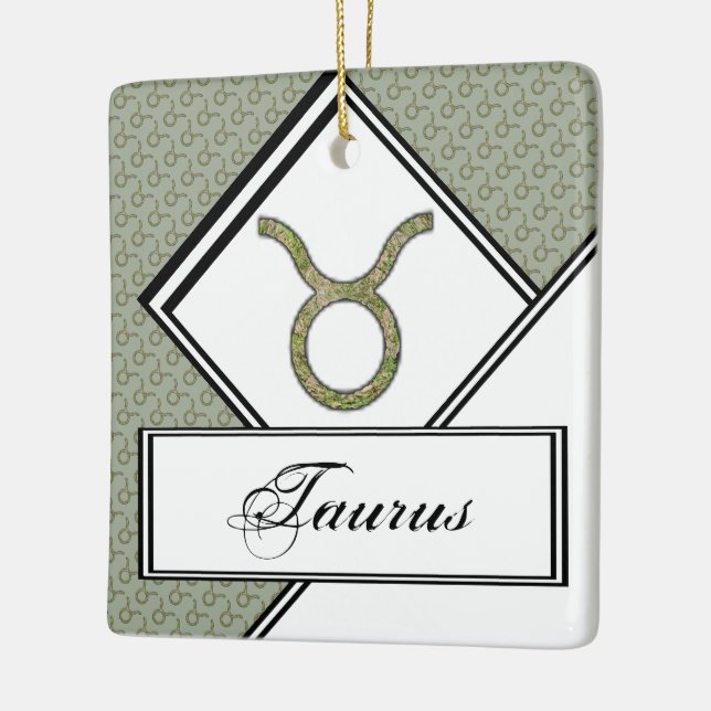 Taurus Zodiac Symbol Element by Kenneth Yoncich Ceramic Tree Decoration (Left)