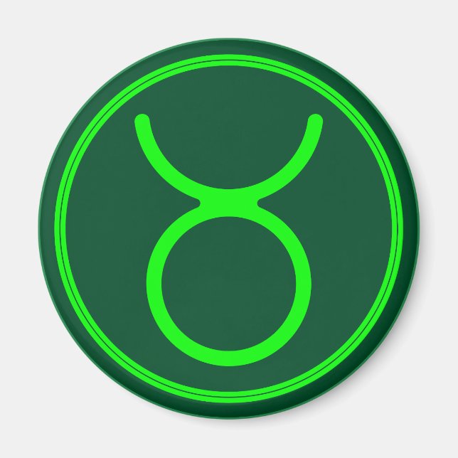 Taurus Zodiac Symbol Green Mix Magnet (Front)