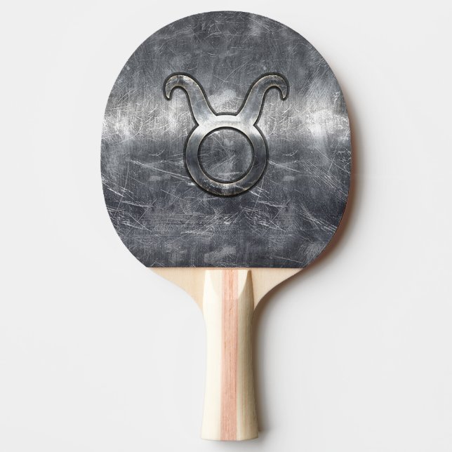 Taurus Zodiac Symbol in Grunge Distressed Style Ping Pong Paddle (Front)