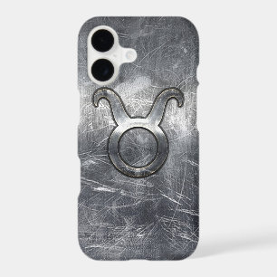 Taurus Zodiac Symbol in Grunge Metallic Style