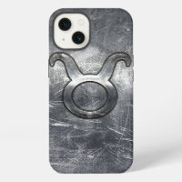 Taurus Zodiac Symbol in Grunge Metallic Style