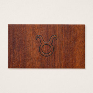 Taurus Zodiac Symbol in Mahogany Style print