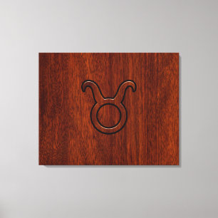 Taurus Zodiac Symbol in Mahogany Style print