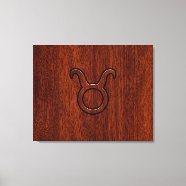 Taurus Zodiac Symbol in Mahogany Style print (Front)