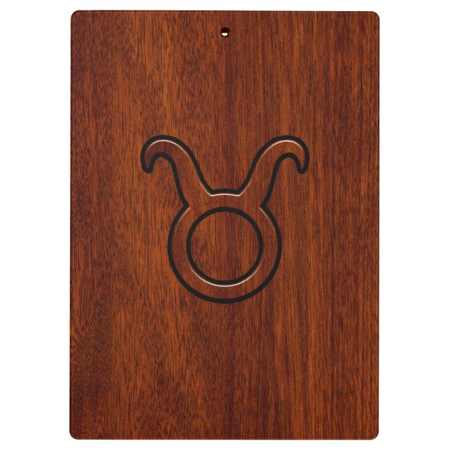 Taurus Zodiac Symbol in Mahogany Style print Clipboard (Back)