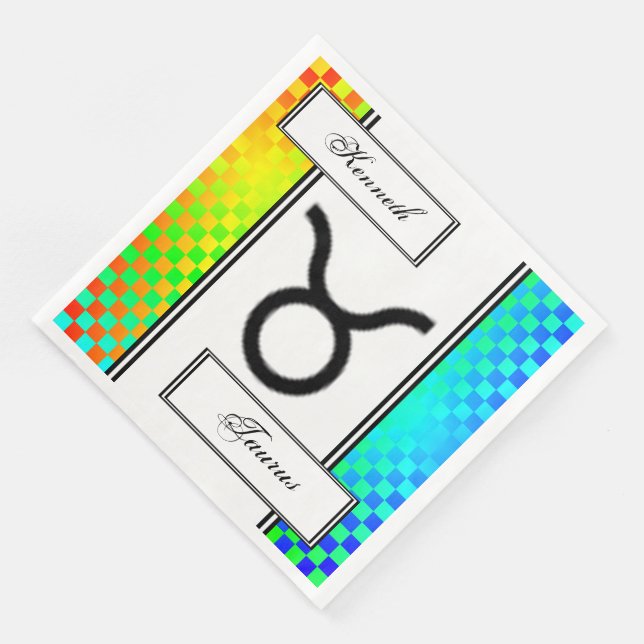 Taurus Zodiac Symbol Standard by Kenneth Yoncich Napkin (Corner)