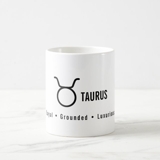 Taurus Zodiac Traits Minimal Astrology Coffee Mug (Center)