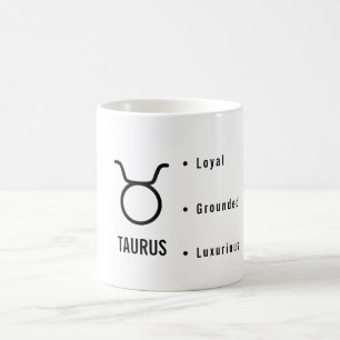 Taurus Zodiac Traits Minimal Astrology Coffee Mug