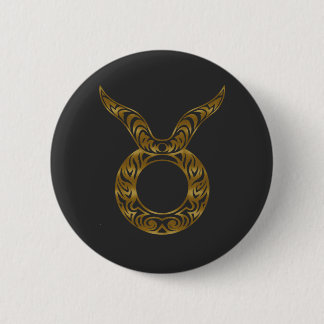 Taurus Zodiac - Tribal Gold 6 Cm Round Badge