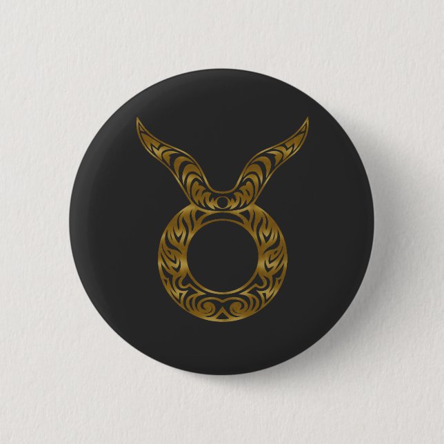 Taurus Zodiac - Tribal Gold 6 Cm Round Badge (Front)