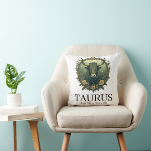 Taurus Zodiac Vintage Art Nouveau Bull Cushion