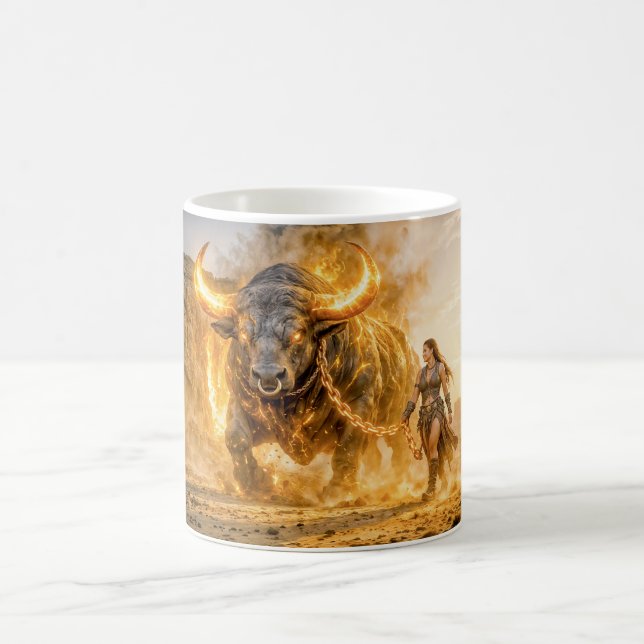 Taurus Zodiac with Warrior Leading a Fiery Celesti Coffee Mug (Center)