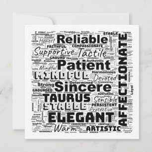 Taurus Zodiac Word Cloud Inspiration Invitation
