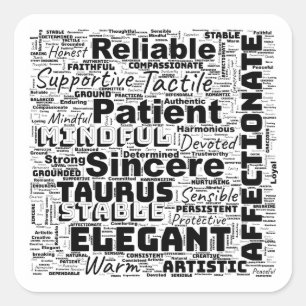 Taurus Zodiac Word Cloud Inspiration  Square Sticker
