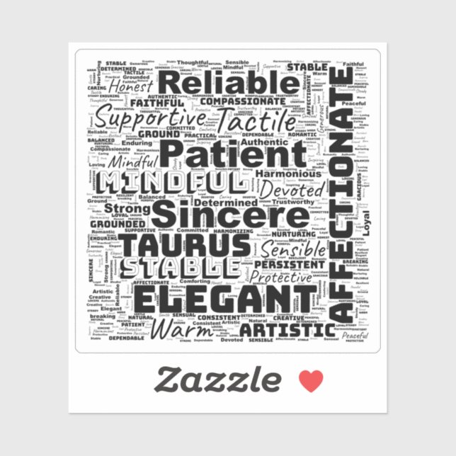Taurus Zodiac Word Cloud Inspiration Vinyl (Sheet)