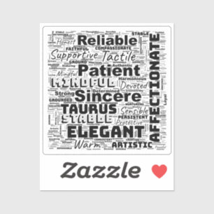 Taurus Zodiac Word Cloud Inspiration Vinyl
