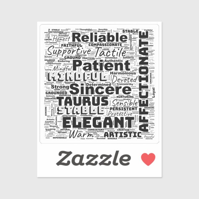Taurus Zodiac Word Cloud Inspiration Vinyl (Sheet)
