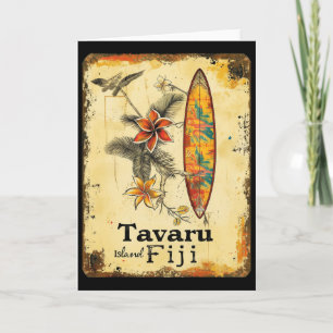 Tavaru Island Fiji Surfboard Surfer Beach Surfing  Card