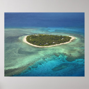 Tavarua Island and coral reef, Mamanuca Islands Poster
