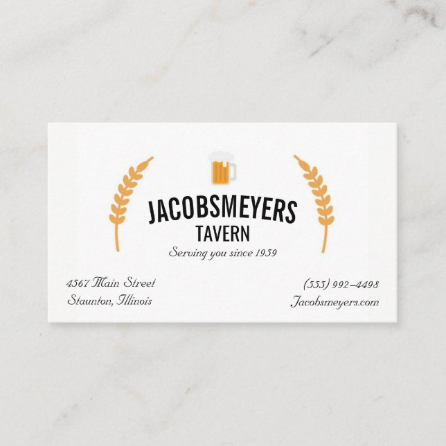 Tavern or Bar Beer Logo Business Card (Front)