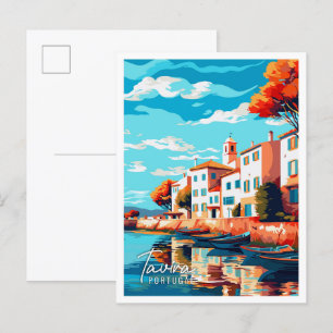 Tavira Portugal vintage travel illustration Postcard