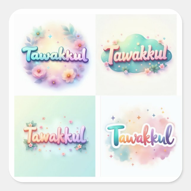 Tawakkul Pastel Kawaii Style Sticker – Islamic Mot (Front)