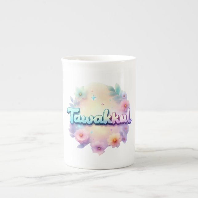 Tawakkul Pastel Kawaii Style Sticker – Islamic Mot Bone China Mug (Front)