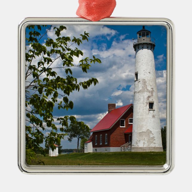 Tawas Point Lighthouse Metal Tree Decoration (Front)
