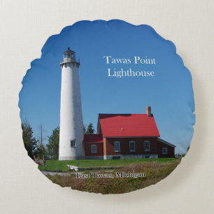 Tawas Point Lighthouse round pillow