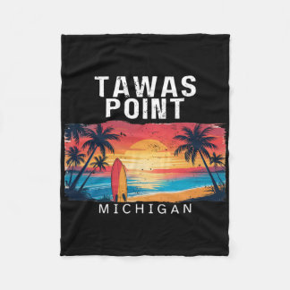 Tawas Point Michigan Men Women Surfing  Fleece Blanket