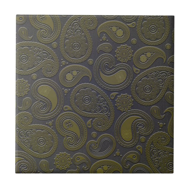 Tawny brown paisley design tile (Front)
