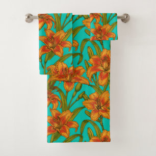 Tawny dailily flowers bath towel set
