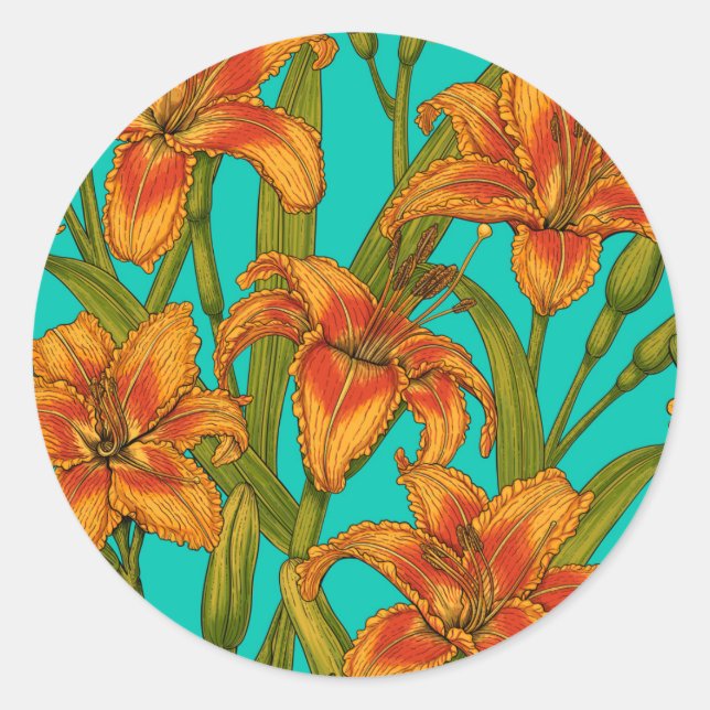 Tawny dailily flowers classic round sticker (Front)