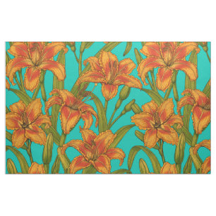 Tawny dailily flowers fabric