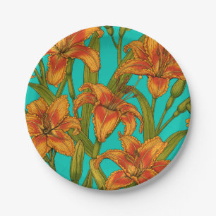Tawny dailily flowers paper plate