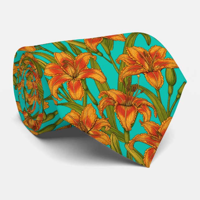 Tawny dailily flowers tie (Rolled)