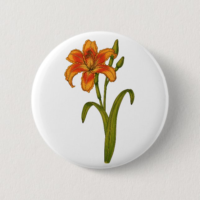 Tawny daylily 6 cm round badge (Front)