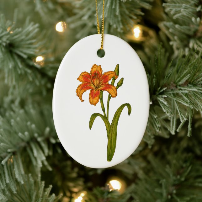 Tawny daylily ceramic tree decoration (Tree)