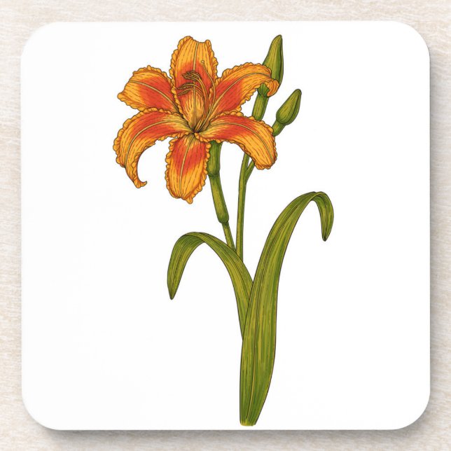 Tawny daylily coaster (Front)