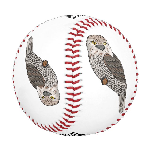 Tawny frogmouth bird cartoon illustration baseball (Angled)