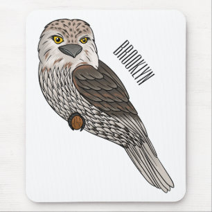 Tawny frogmouth bird cartoon illustration mouse mat