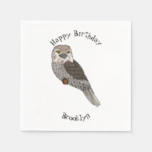 Tawny frogmouth bird cartoon illustration napkin