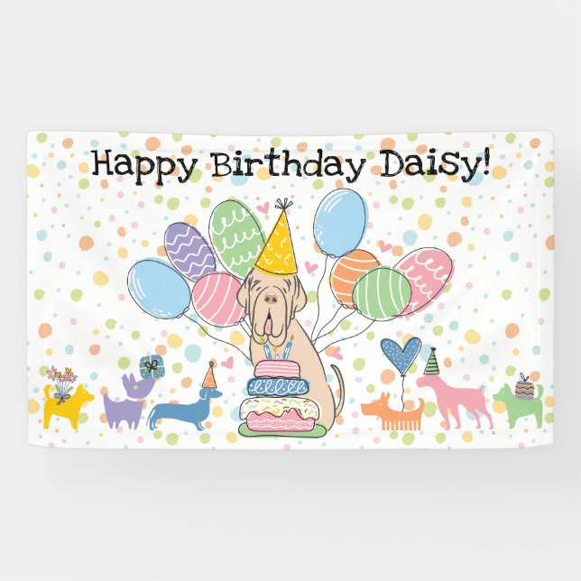 Tawny Neapolitan Mastiff Dog Birthday Banner (Horizontal)