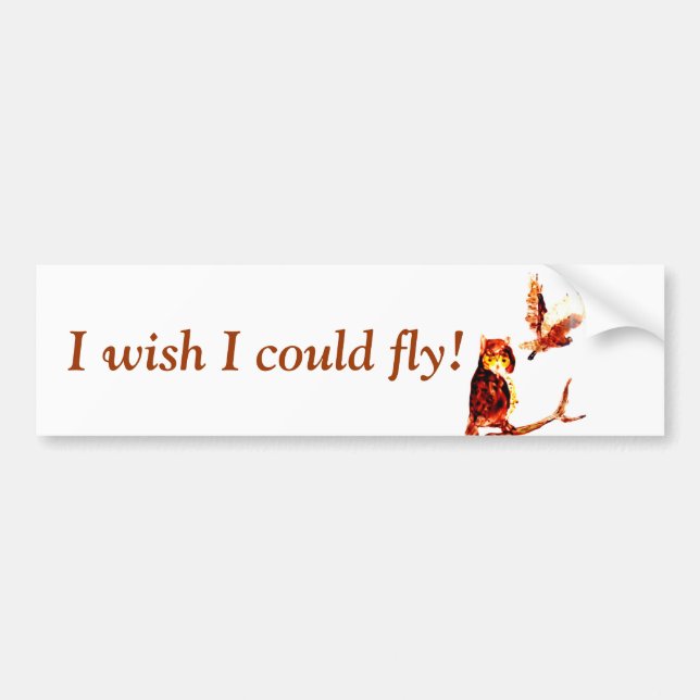 Tawny Owl Flying Bumper Sticker (Front)