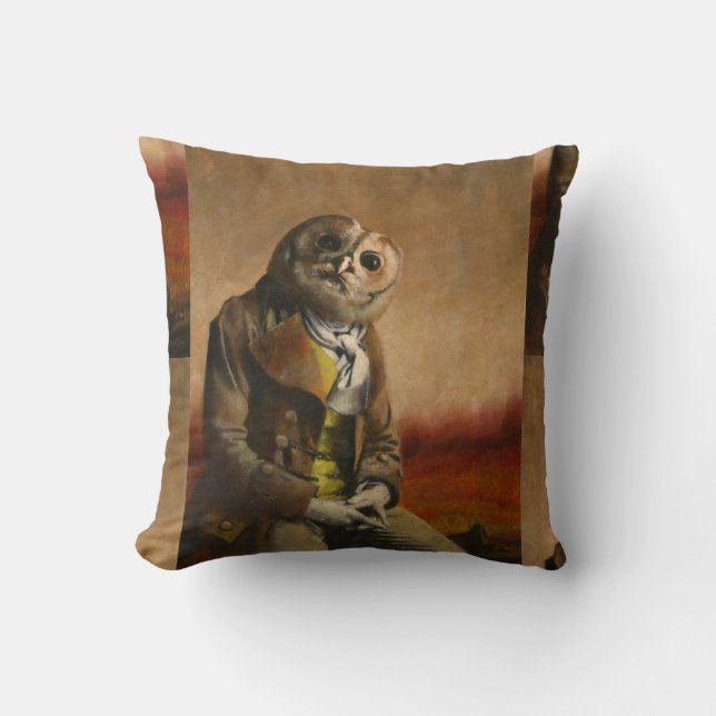 Tawny Owl Gentleman Throw Cushion (Front)