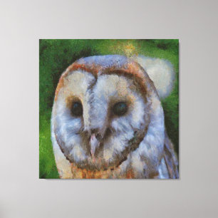 Tawny Owl In Pointillism Art Canvas Print