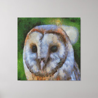 Tawny Owl In Pointillism Art Canvas Print