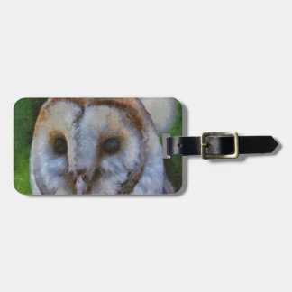 Tawny Owl In Pointillism Art Luggage Tag