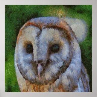Tawny Owl In Pointillism Art Poster