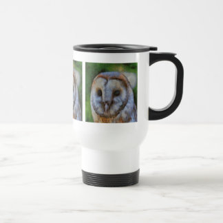 Tawny Owl In Pointillism Art Travel Mug